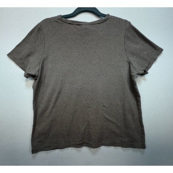 Talbots Petites Woman Short Sleeve T-Shirt Plus Size 1X Brown Striped Casual - Picture 7 of 9